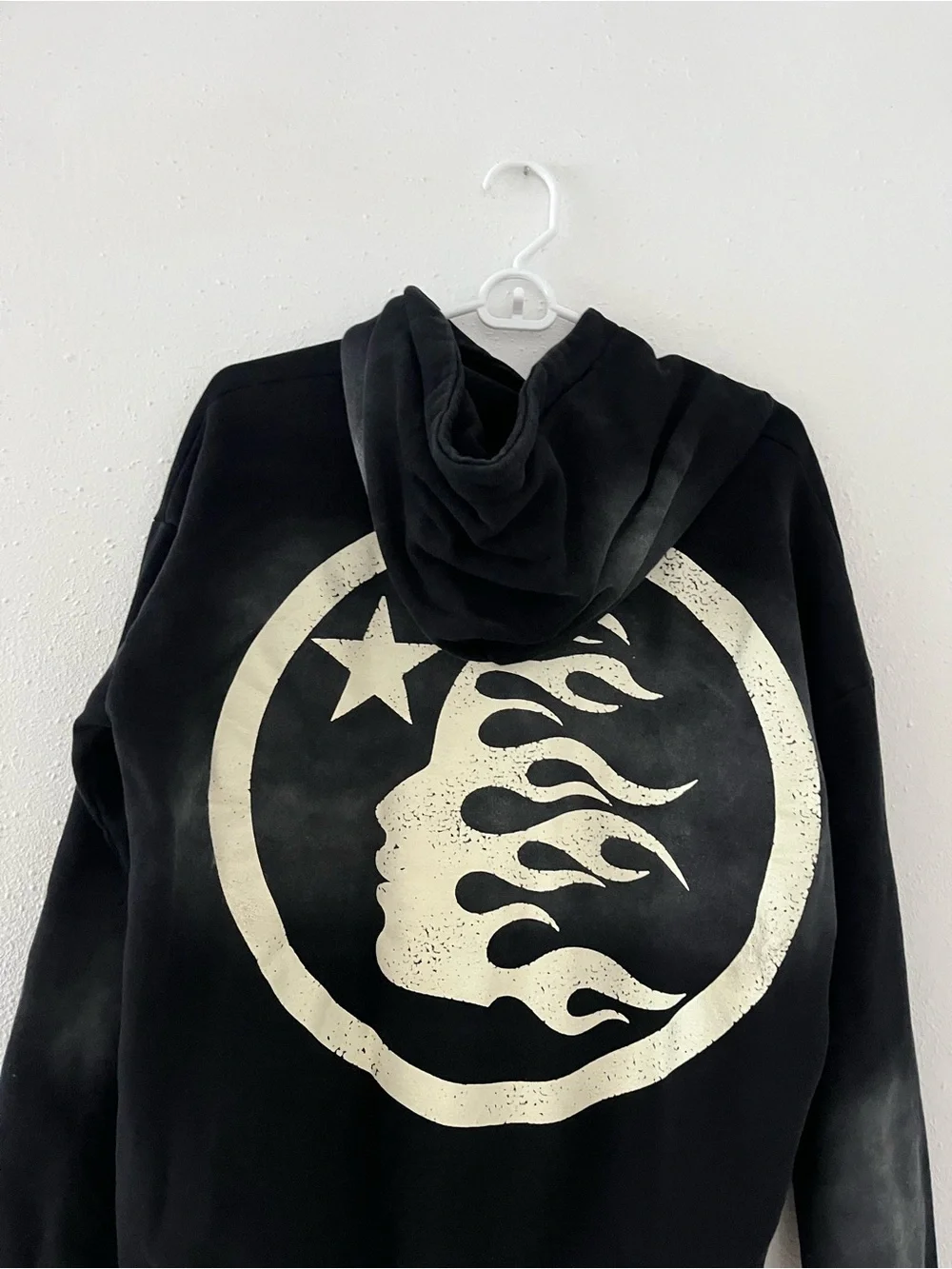 HELLSTAR Black Crewneck Hoodie with White Logo